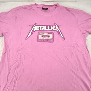 Metallica Band Crew Neck Short Sleeve Shirt Mens Size Extra Small XS Pink